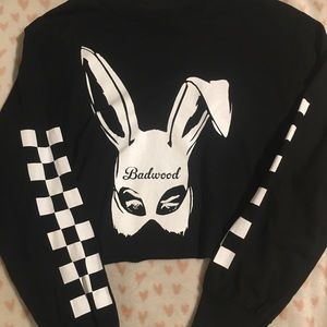 Badwood Bunny Crop Top Long Sleeve Size Small